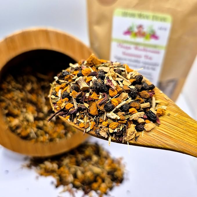 IMMUNE SUPPORT TEA – Daily Immune Health &amp Seasonal Defense – Organic Loose Leaf – by Master Herbalist Khabir | Chaga Mushrooms Echinacea Elderberries &amp Hibiscus