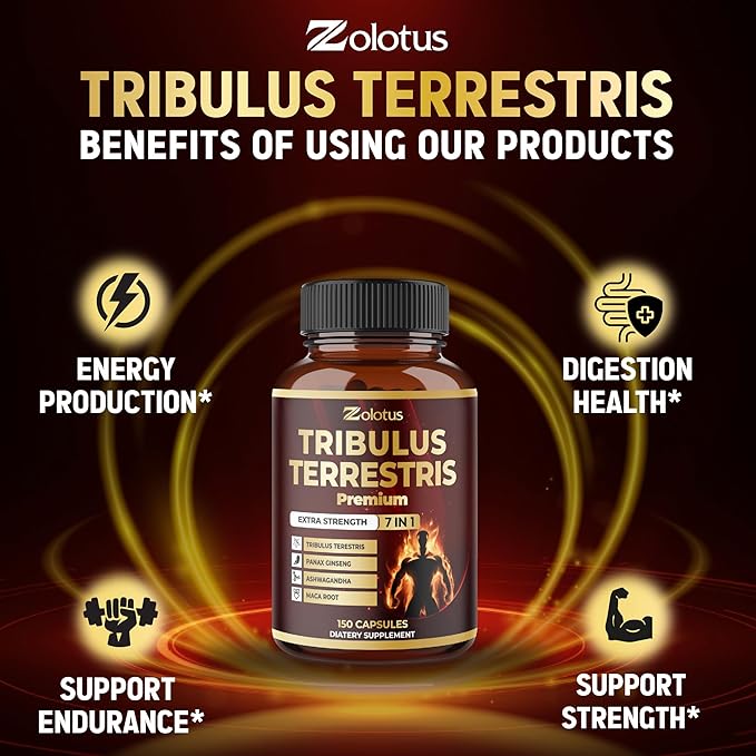 Tribulus Terrestris Supplement for Men &amp Women 5-Month Supply with Ashwagandha Panax Ginseng Saw Palmetto Maca Shilajit 150 Count
