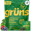 Gruns Adults Super Greens Gummies Multivitamin Superfood Gummy Bears Spirulina Chlorella Prebiotics &amp Fiber Gummies for Digestive Health Adaptogens Supplement 20 Vitamins &amp Minerals 10