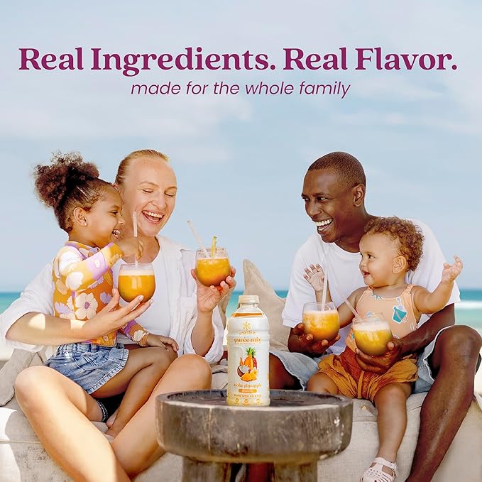 Smartfruit Aloha Pineapple + Prebiotic – 100% Real Fruit Purée with Pineapple Banana Apple &amp Coconut – Great for Smoothies Juice Yogurt Cocktails Teas – High in Vitamin A – 2-Pk 48oz Each