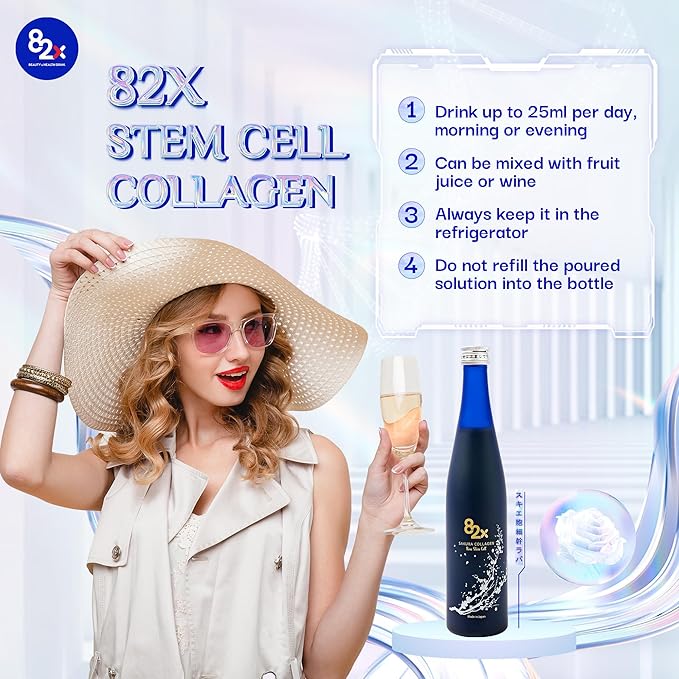 82X Stem Cell Collagen - Marine Collagen Peptides Liquid Drink for Skin Hair Nails from Japan with 82 Fermented Plants Vitamins Minerals &amp Supplements