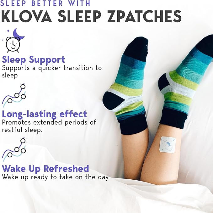 Klova ZSleep Patches for Adults | Natural Sleep Aid with Melatonin Ashwagandha Valerian GABA &amp L-Theanine | Fall Asleep Faster Stay Asleep Longer &amp Wake Up Refreshed | 28 Sleep Patches