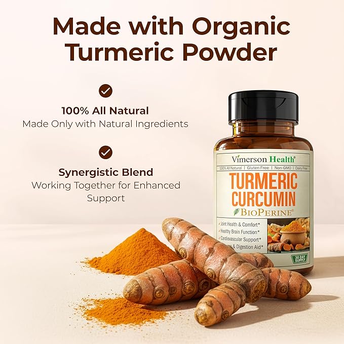 Turmeric Curcumin Supplement - 1200 mg Organic Turmeric + Tumeric Extract (95% Curcuminoids) for Joint Support &amp Digestive Health - Turmeric Supplement - Pure Curcumin with Black Pepper - 60 Capsu