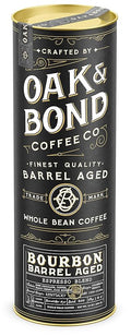 Espresso Bourbon Barrel Aged Coffee Colombia &amp Brazil Blend Whole Bean Arabica Dark Roast w/ Chocolate Black Cherry Toffee Rich Kentucky Bourbon &amp Oak Flavors by Oak &amp Bond Coffee Co