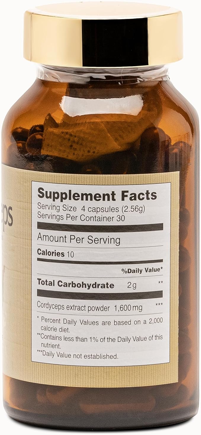 FINE JAPAN Cordyceps Mushroom Capsules - Premium Cordyceps Militaris and Sinensis Extract for Optimal Health Benefits 100% Authentic Cordyceps in Easy-to-Swallow Capsules