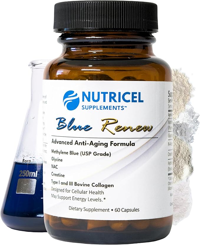 Methylene Blue Capsules with Added Glycine + NAC (GlyNAC) Collagen and Creatine - Trusted Made in America - 7mg (USP Grade) - Third Party Tested (60ct)