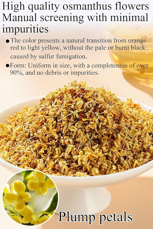 Osmanthus Fragrans 3.53oz/100g Dried Osmanthus Flower Herbal Tea Osmanthus AAA Grade Pairs Well with Desserts and Soups 桂花 干桂花 桂花茶