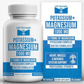 Life Strength Potassium Magnesium Supplement 1000mg (90 Caps) – Potassium Magnesium Complex with Aspartate Glycinate Oxide Gluconate &amp Citrate – Muscle Heart &amp Electrolyte Support - 45-Day