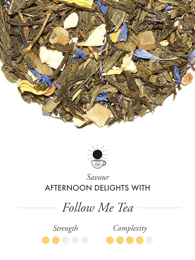 TWG Tea | Follow Me Tea | Green Tea | Ginseng &amp Pineapple | 15 Hand Sewn Cotton Teabags | Gift Set
