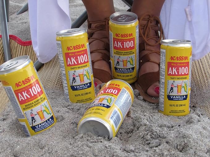 Acassan Mrs. French Ak-100 Vanilla Corn Drink 9.8 fl Oz (Pack of 12)