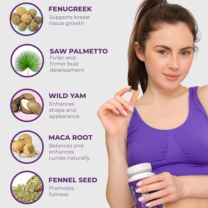 Busty Boost Breast Enhancement Pills - Enhancement &amp Enlargement Pills for Bigger Boobs &amp Growth. Natural Fenugreek Saw Palmetto &amp Maca Formula. Fuller Firmer Breasts in 1-2 Months – Mad