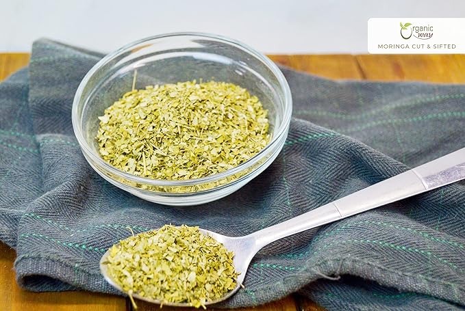 Organic Way Moringa/Drumstick Leaf Cut &amp Sifted (Moringa oleifera) | Herbal Tea - Organic &amp Kosher Certified | Vegan | Non GMO &amp Gluten Free | USDA Certified | Origin - India (1LBS / 16OZ)