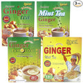 Honsei Instant Ginger Honey Ginger Mint Ginger Lemon Tea or Ginger Milk Tea Set 20 Sachets Each Flavor Total 60 Sachets (Assorted 4PK Set - 75 Sachets)
