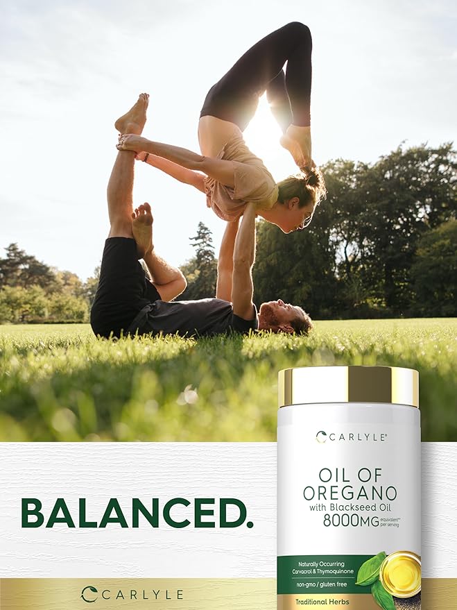 Carlyle Oil of Oregano with Black Seed Oil | 300 Softgel Capsules | Naturally Occurring Carvacrol &amp Thymoquinone Pills | Non-GMO Gluten Free Supplement
