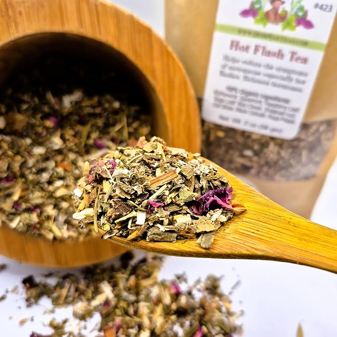 MENOPAUSE TEA – Natural Support for Hot Flashes – Formulated by Master Herbalist Khabir – Organic Loose-Leaf Herbal Blend – Caffeine-Free Non-GMO No Additives