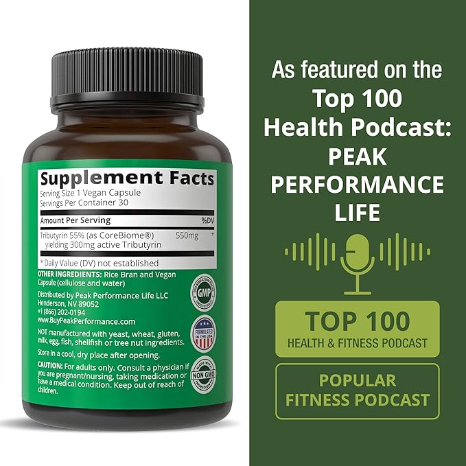 CoreBiome Tributyrin Postbiotic Supplement Clinically Tested for Gut Health. More Effective Than Sodium Butyrate Capsules. High Bioavailability Post Biotics for Digestive Leaky Gut Colon Microbiome