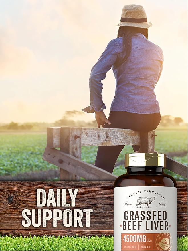 Carlyle Grass Fed Beef Liver Capsules | 4500mg | 250 Count | Desiccated Supplement | Non-GMO Gluten Free | by Herbage Farmstead