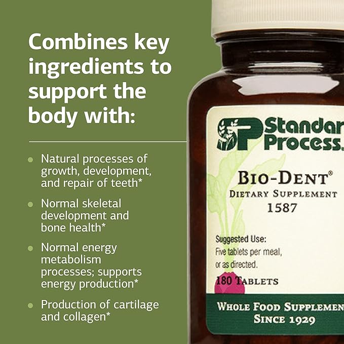 Standard Process Bio-Dent - Supports Bone &amp Muscle Health - Aids The Production of Cartilage &amp Collagen - Supports Energy Metabolism - Whole Food-Based Supplement - 180 Tablets