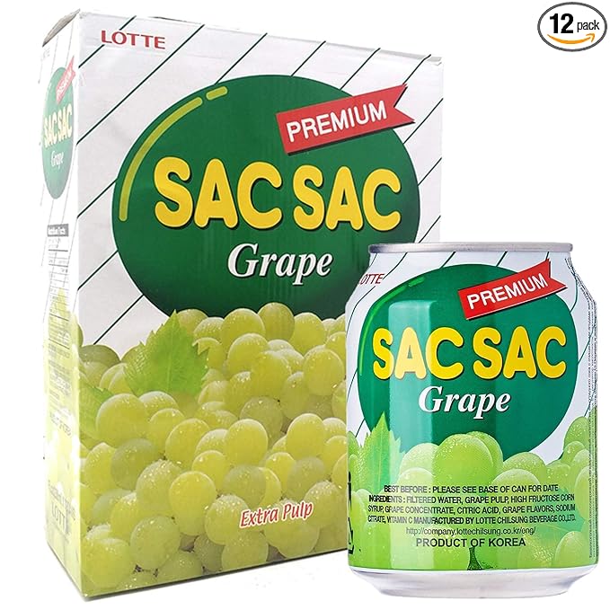 Korean Best Variety Energy Drink Box Deal - SACSAC RICE PUNCH PEAR JUICE - (SACSAC GRAPE 12 CANS)