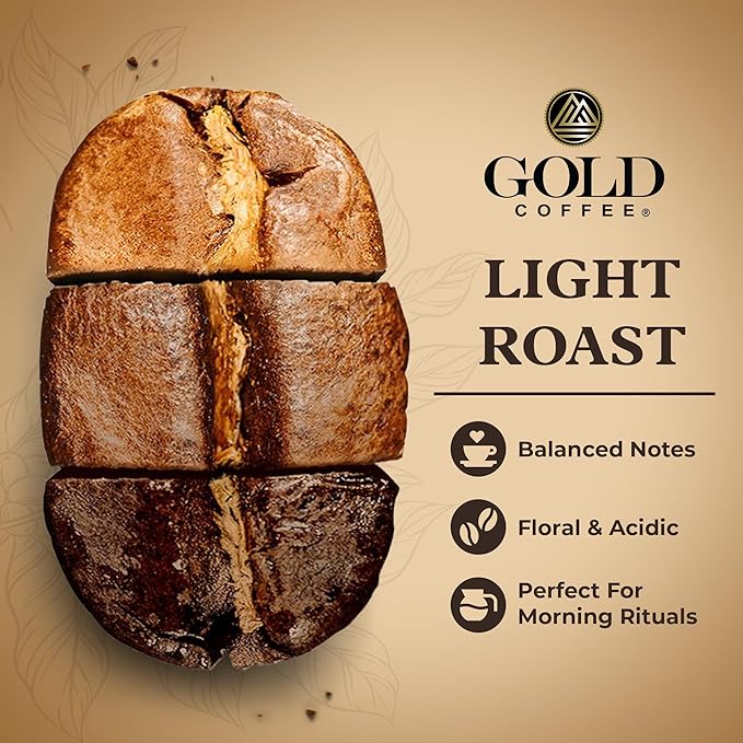 Gold Coffee Co. Velara Premium Blend | Light Roast Ground | 100% Arabica Coffee | 12 oz. (Pack of 6)