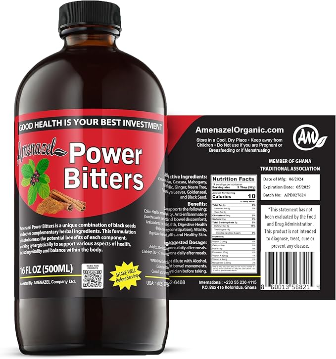 Amenazel Organic Power Bitters 16 fl oz.