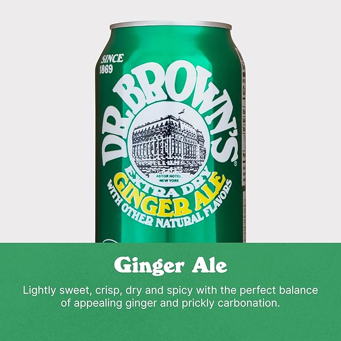 Dr. Brown's Ginger Ale Soda - A New York Original - 24 Cans of Refreshing Kosher Gourmet Soda Pop - Ginger Ale Soda - 24 x 12 oz Cans