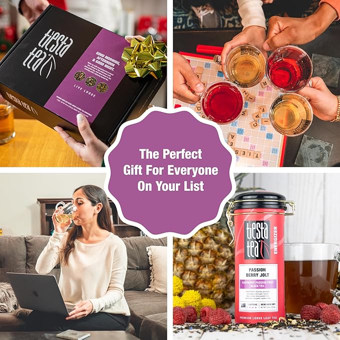 Tiesta Tea - Loose Leaf Tea Tin Gift Box High to Non-Caffeinated Assorted Blends 3 Tins for Hot &amp Iced Brews Variety Pack Passion Berry Jolt Fruity Paradise &amp Lavender Chamomile
