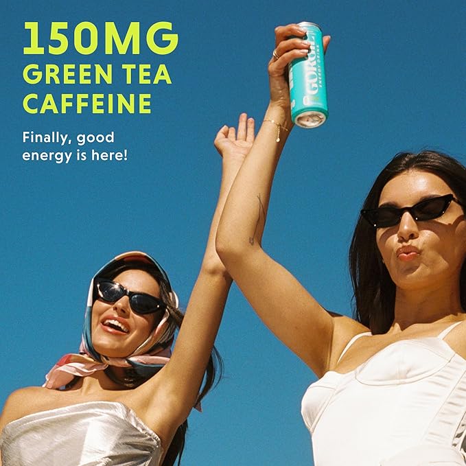 GORGIE Sugar Free Natural Energy Drinks Sparkling Paradise Punch (12 Pack) - Healthy Energy Drinks - Natural Coffee Replacement with Green Tea Caffeine and Biotin - 150mg Caffeine Vegan Low Calorie