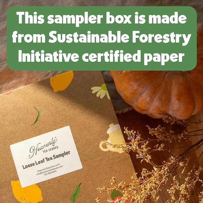 Heavenly Tea Leaves Organic 9 Flavor Variety Pack Loose Leaf Tea Sampler Gift Set (Approx. 90 Cups) | Assorted Green Black White Herbal Teas Premium Whole Leaf Collection Gourmet Box for Tea Lovers