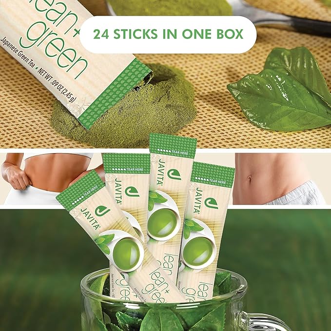 Lean + Green Instant Tea Mix by Javita – Premium Green Tea &amp Herbs – Daily Metabolism Clean Energy Support – Award-winning Convenient Green Tea Mix (2 box/48 serv.)