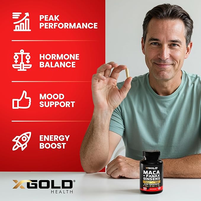 Maca Root Capsules 10000mg + Korean Panax Ginseng 1400mg - 20x Concentrated Extract Black + Red + Yellow Maca Root 10x Concentrated Extract Panax Ginseng Capsules - Ultra Potent &amp Highly Purifi