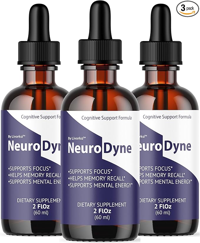 (3 Pack) NeuroDyne - Official NeuroDyne Drops Supplement Brain Support Advanced Formula Neuro Dyne Liquid Premium All Natural Cognitive Focus Nerve Support for Health Wellness 3 Bottles for 3 Months