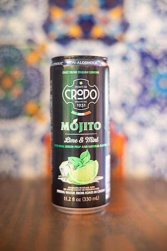 Fonti Di Crodo Mojito Italian Sparkling Beverage with Lime &amp Mint 11.2 Oz. Cans (Pack of 24)