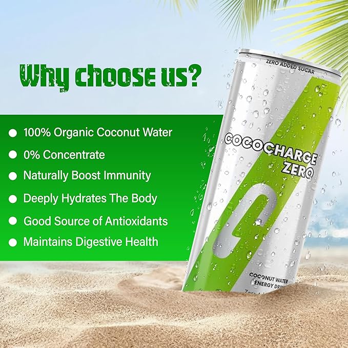 Vital-V CocoCharge Zero Energy Drink 98% Coconut Water Sugar Free Natural Hydration