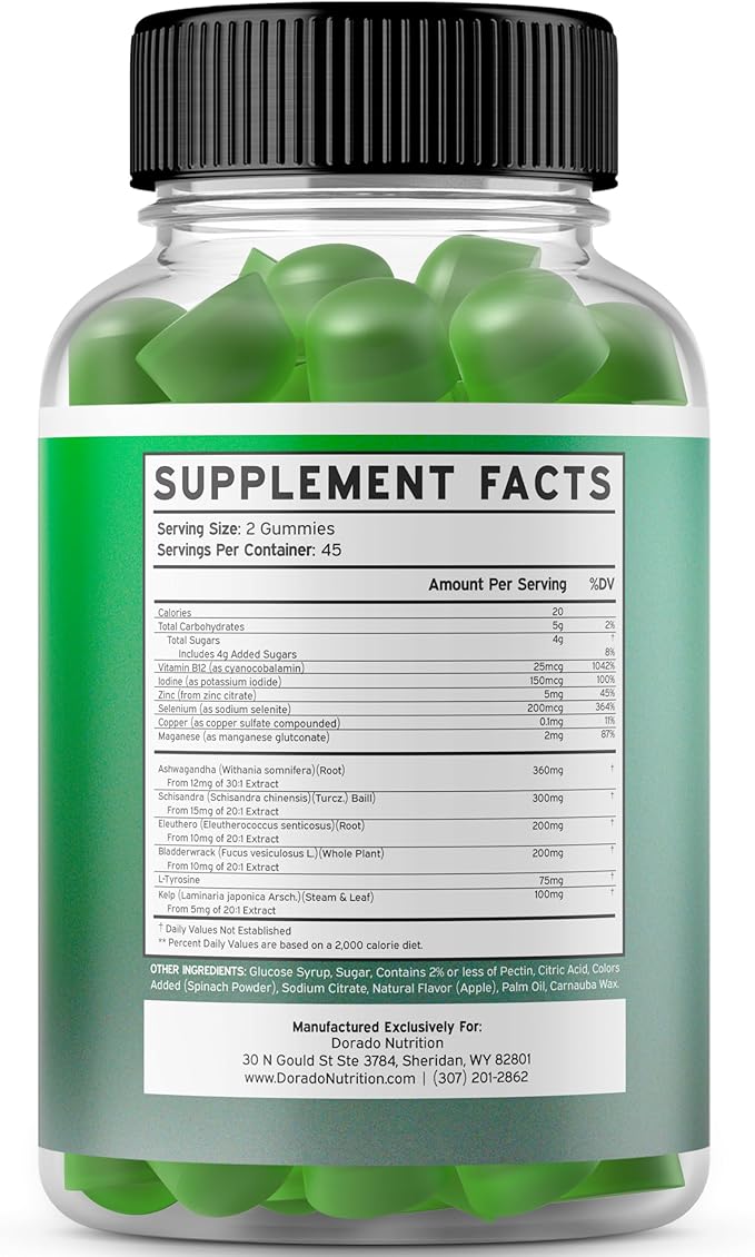 Thyroid Support For Women &amp Men (90 Gummies) Support Supplement - Delicious Apple Flavor - Melatonin Gummies for Adults (180 Count) - Quick Dissolve Melatonin 10mg Gummies - Non GMO Vegan &amp U
