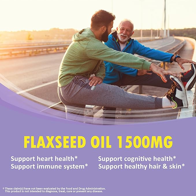 LOVITA Vegan Flaxseed Oil 1500mg with 900mg ALA Omega-3 6 9 Cold-Pressed Flax Seed Supplement Support Heart Brain Joint &amp Skin Health Non-GMO &amp Gluten Free 180 Softgels