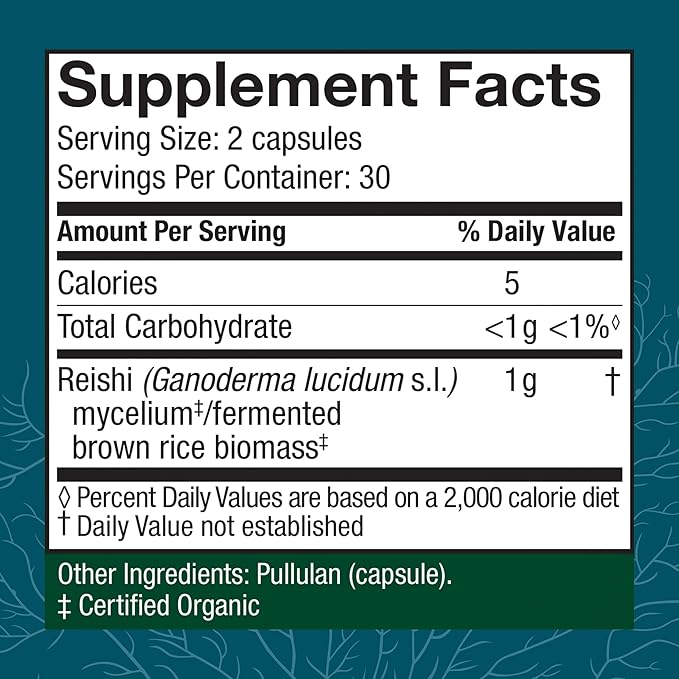 Host Defense Reishi Capsules - Heart &amp Immune Health Support Supplement - Mushroom Supplement to Support Energy &amp Vitality - Reishi Supplement to Aid Overall Well-Being - 60 Capsules (30 Servi