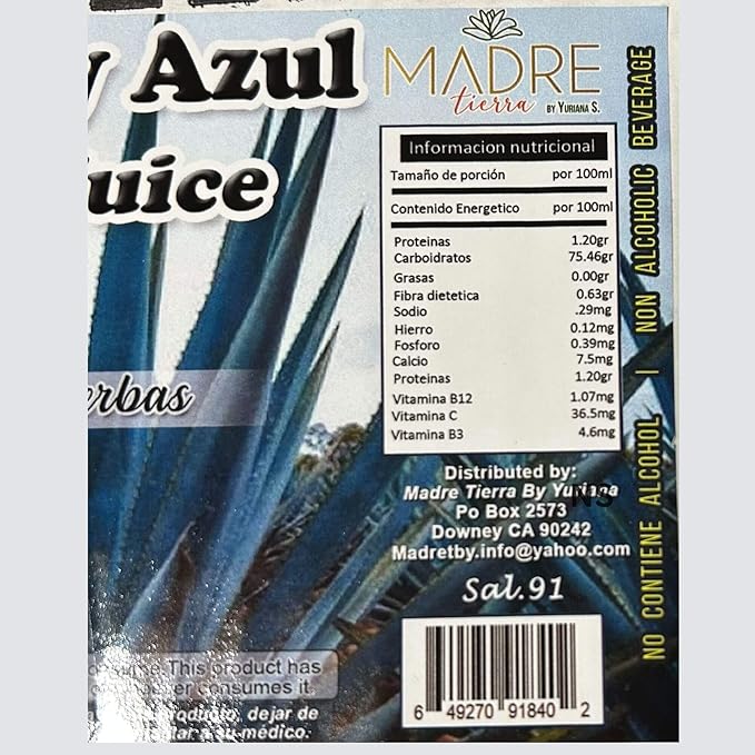 Blue Maguey Juice | Jugo de Maguey YuVi 33 oz (1 LT) Tonic Drink Dietary Supplement