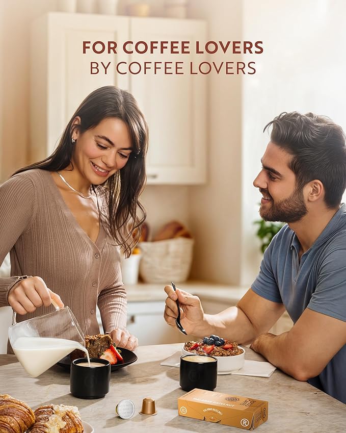 ROSSO CAFFÈ Espresso Coffee Pods for Nespresso Original Machines - 80 Capsules Flavored Pack 4 Rich and Balanced Flavors (Chocolate Vanilla Crème Caramel Hazelnut) - Made in Italy