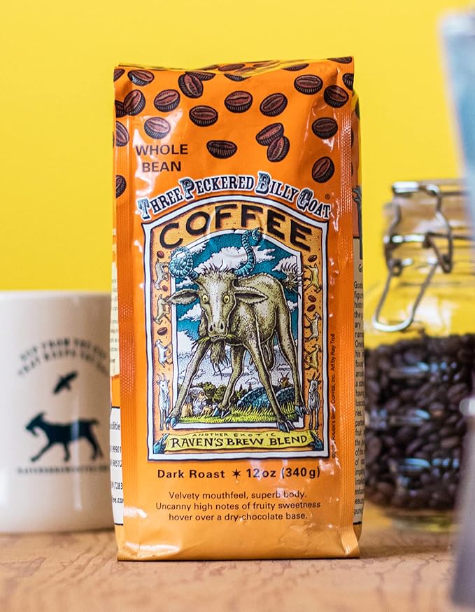 Raven's Brew Coffee High Caffeine Coffee Dark Roast Whole Bean – Three Peckered Billy Goat 5lb