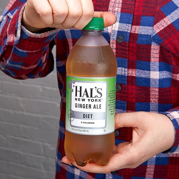 Hal's New York Diet Ginger Ale 20 Fl Oz Bottles (Pack of 24)