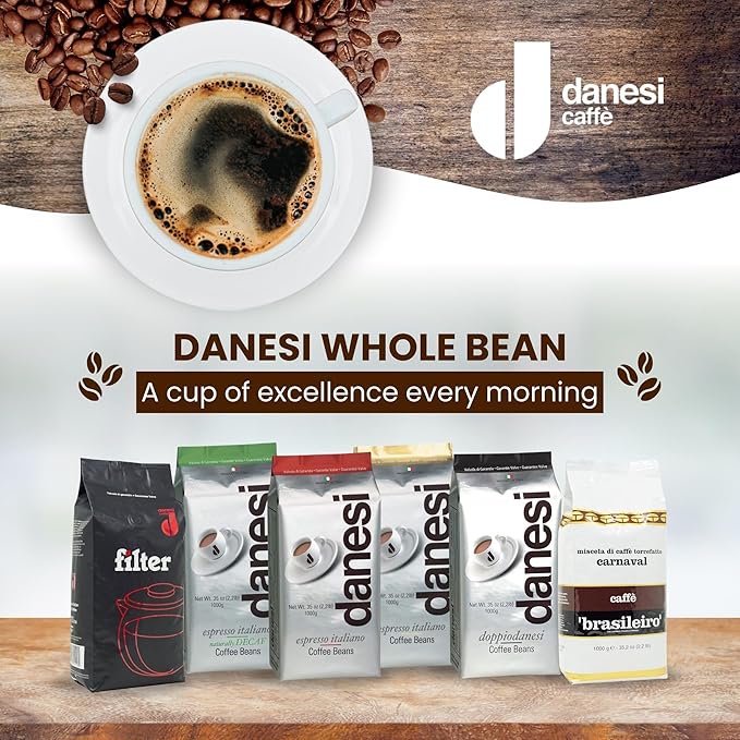 Danesi Caffe Italian Whole Coffee Beans - Espresso Coffee Beans and Medium Roast Whole Bean - Perfect for Espresso Machines French Press and Home Brewing - Gold (13.2 lb)
