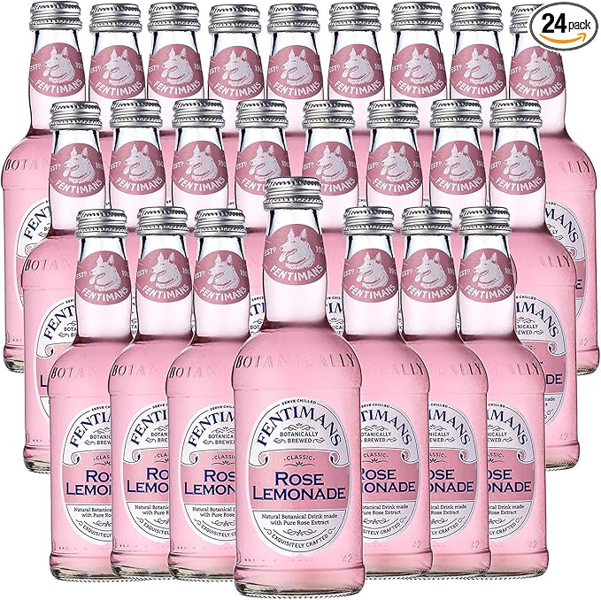 Fentimans Botanically Brewed Classic Rose Lemonade Sparkling Soda 9.3 fl oz Bottles – Premium Craft Soda/Mixer for Cocktails &amp Refreshing Drinks
