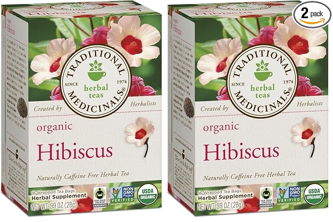 Traditional Medicinals - Organic Hibiscus Herbal Tea - Supports Heart Health - 96 Tea Bags Total (Pack of 12)