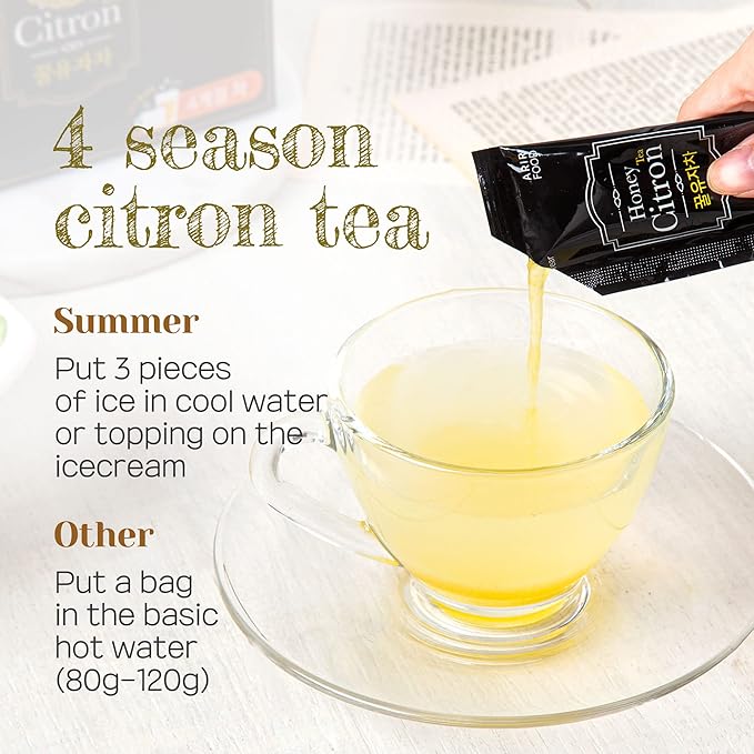 Korean Honey Yuza Citron Tea [ Korean Foods ] Low Calorie Concentrate Yuja Sticks Vitamin C Enjoy Anytime Anywhere [ Jeollanamdo Foods ] 50 Packets