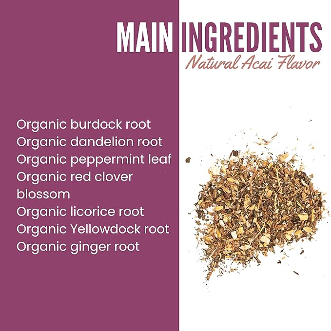 Genovie MD Organic Tight Tummy Tea Herbal Detox Diet Tea to Reduce Bloating and Boost Energy Great Nutritional Value All Natural Ingredients (Acai Berry)