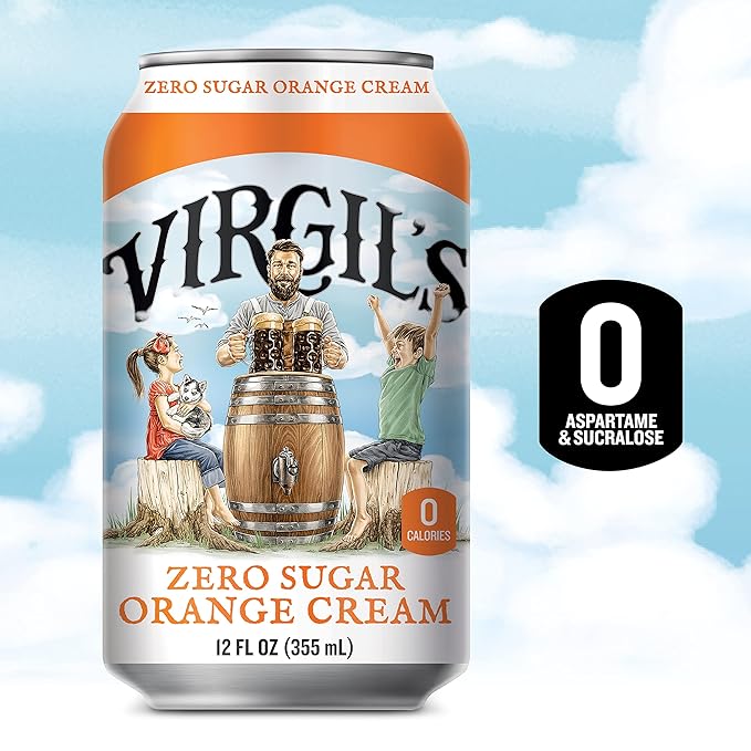 Virgil's New All-Natural Zero Sugar Orange Soda 12-oz (24 Cans)