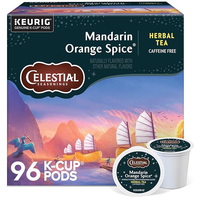 Celestial Seasonings Mandarin Orange Spice Herbal Tea Single-Serve Keurig K-Cup Pods 96 Count