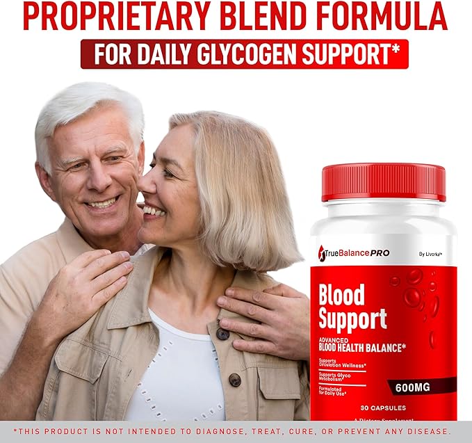 True Balance Blood Support Pro Glycogen Capsules Maximum Strength TrueBalancePro Pills Supplement Multivitamin All Natural Advanced Formula Daily Health &amp Wellness 30 Capsules for 1 Month