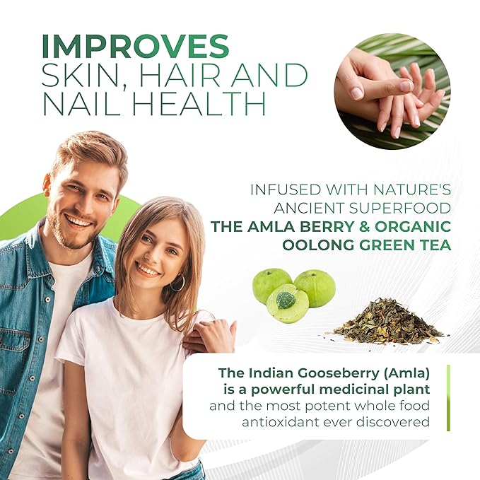 Amla Powder &amp Decaf Green Tea Superfood Supplement 20x Ultra Concentrated Amla Antioxidant Support Made with Oolong Tea and Indian Gooseberries Organic Vegan Decaf 30 Servings